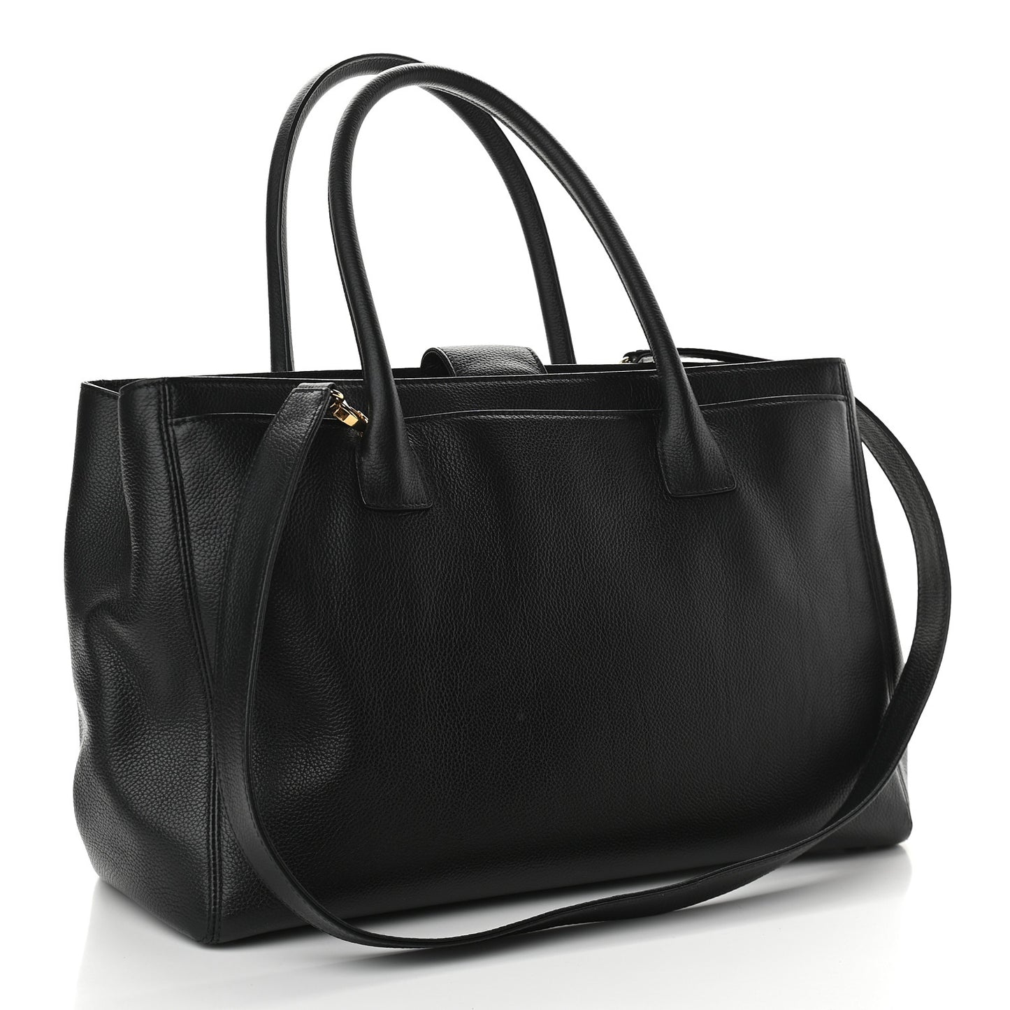 Calfskin Cerf Executive Shopper Tote Black