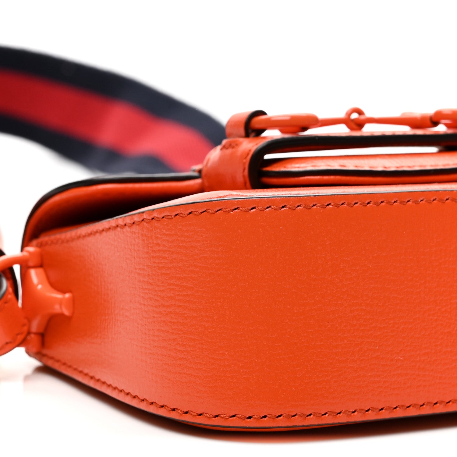 Gucci Azalea Calfskin Web Monochrome Horsebit 1955 Wallet On Strap Orange 9 of 11