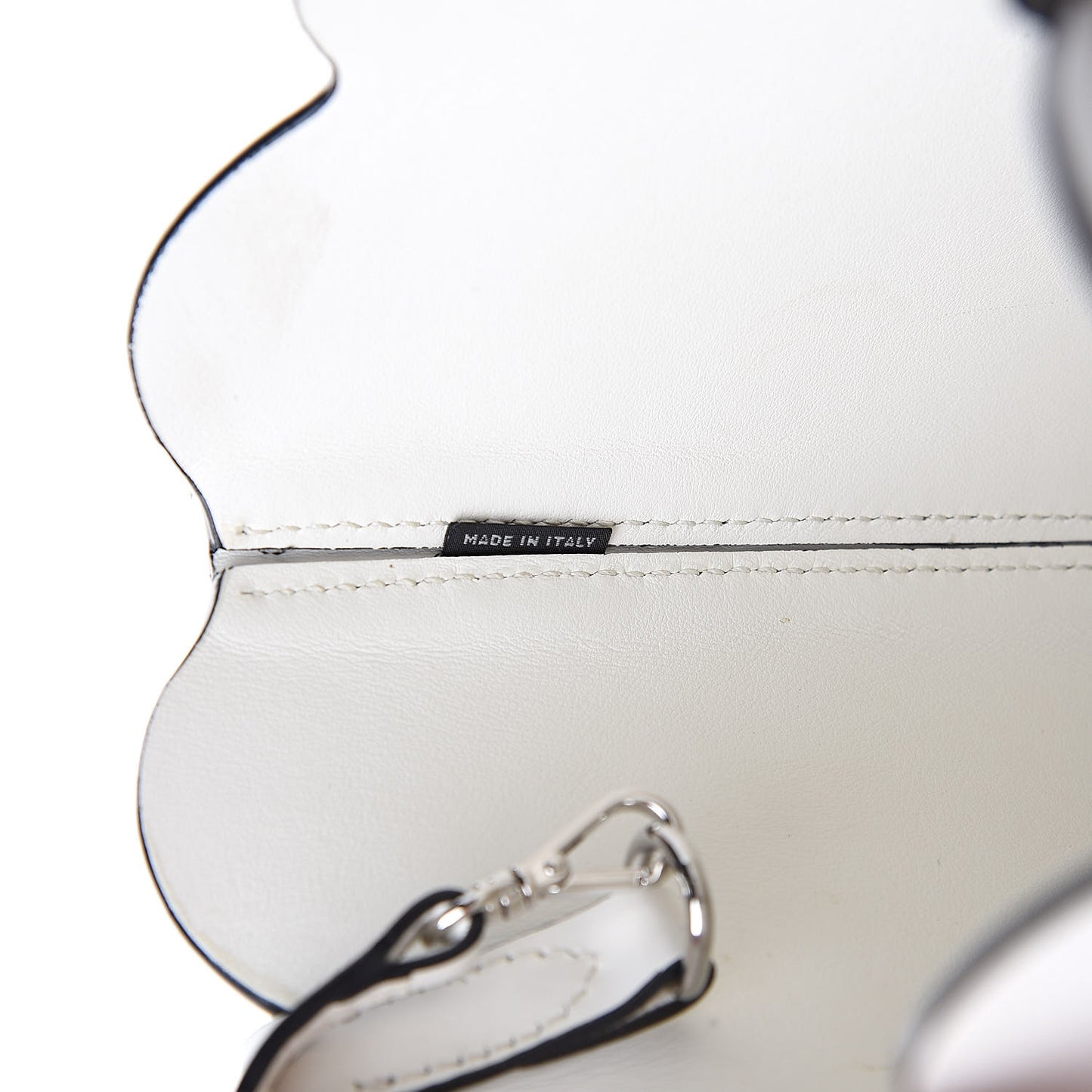 Calfskin Scalloped Bucket Bag White