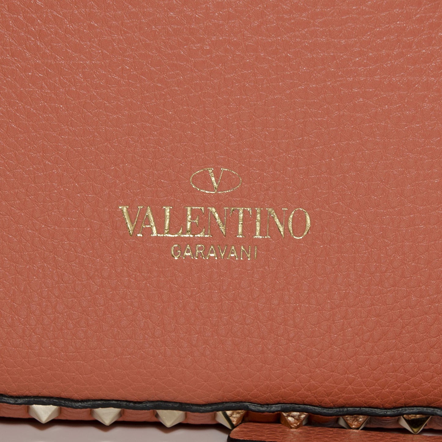 Grained Calfskin Medium Rockstud Backpack Coral