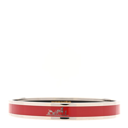 Hermes Enamel Printed Narrow Caleche Bracelet 65 Rouge H 1 of 6
