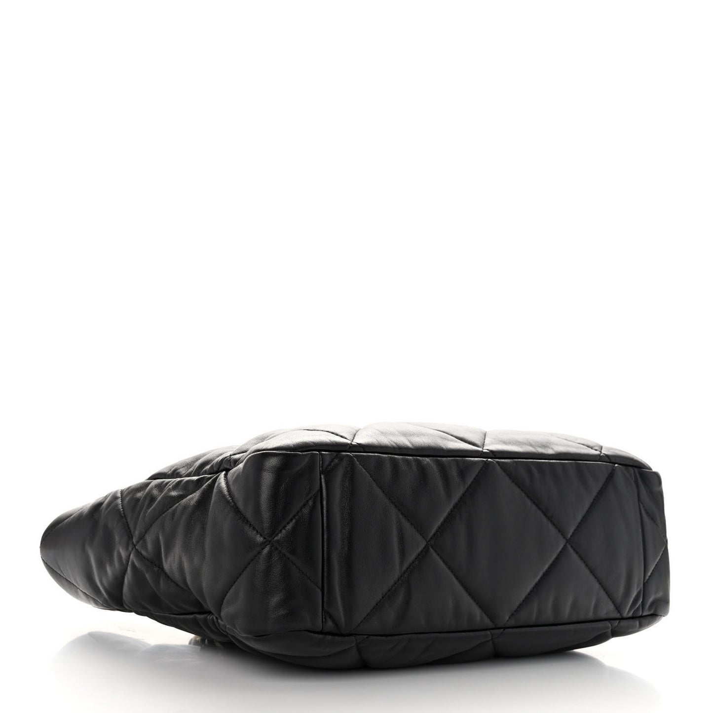 Lambskin Quilted Chanel 19 East West Shopping Bag Black