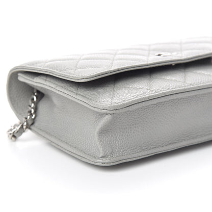 Chanel Caviar Quilted Wallet on Chain WOC Grey 9 of 11