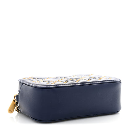 Christian Dior Lambskin Cannage Studded Lady Dior Camera Case Pouch Blue 4 of 11