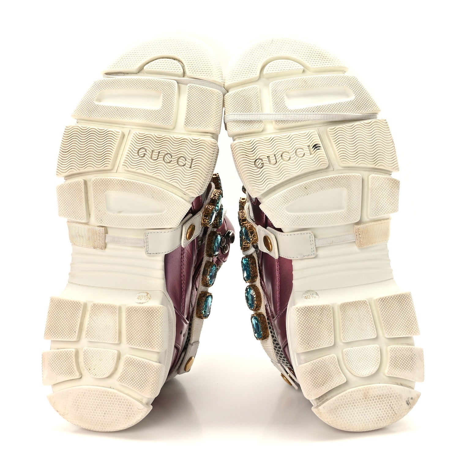 Gucci X SEGA Metallic Calfskin Mesh Removable Crystals Womens Flashtrek Sneakers 40.5 Rosa Great 40.5 White Silver 5 of 7
