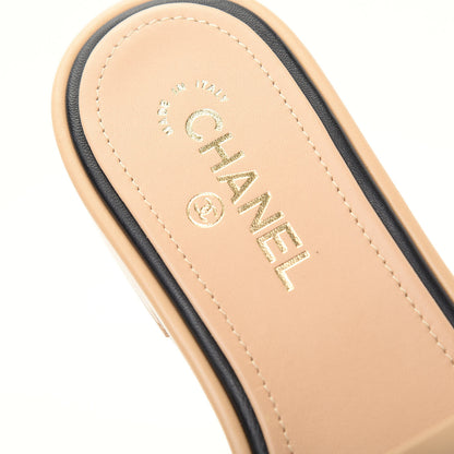 Chanel Lambskin Embroidered Logo Mule 41 Beige Black 8 of 11
