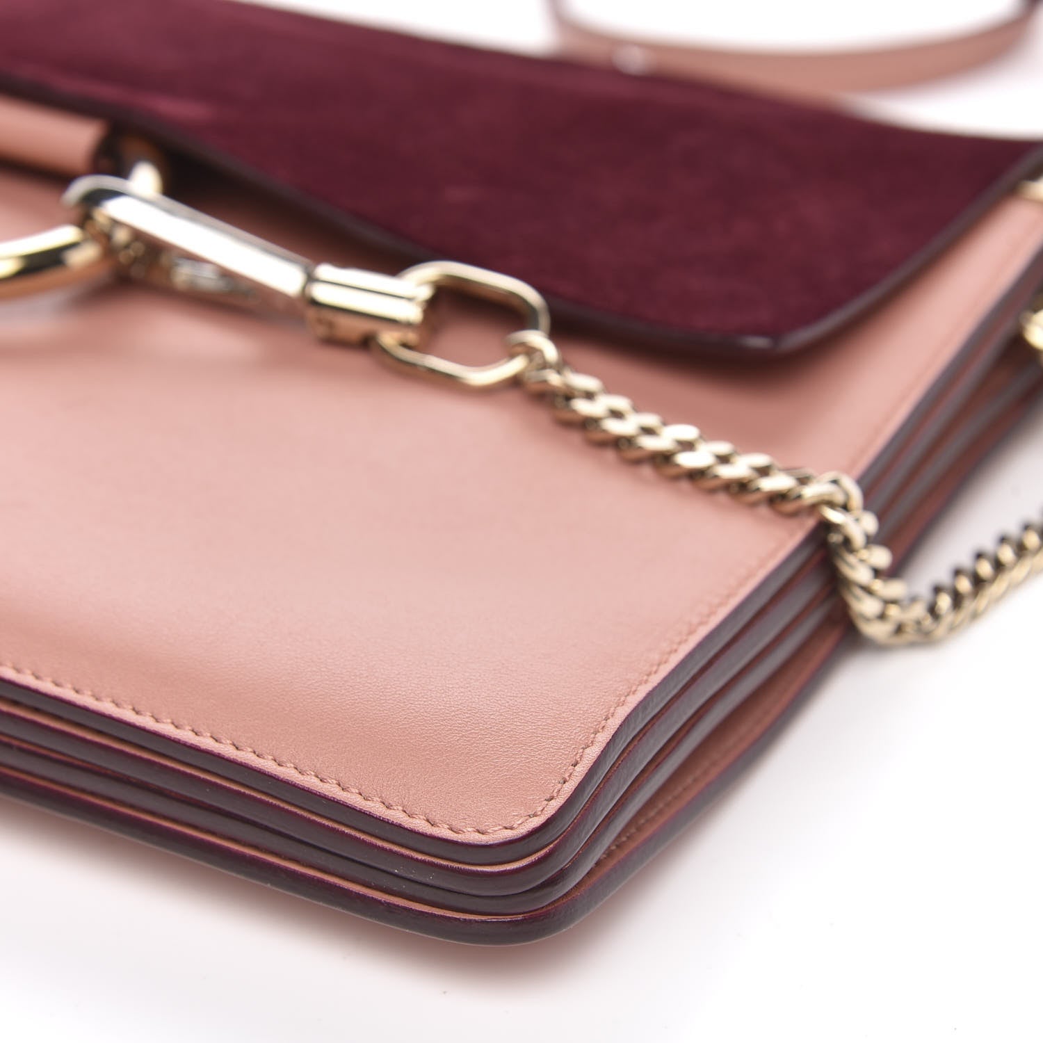 Chloe Calfskin Suede Medium Faye Shoulder Bag Misty Rose Dark Purple 9 of 9