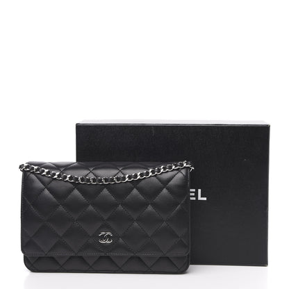 Chanel Lambskin Quilted Wallet On Chain WOC Black 14 of 14