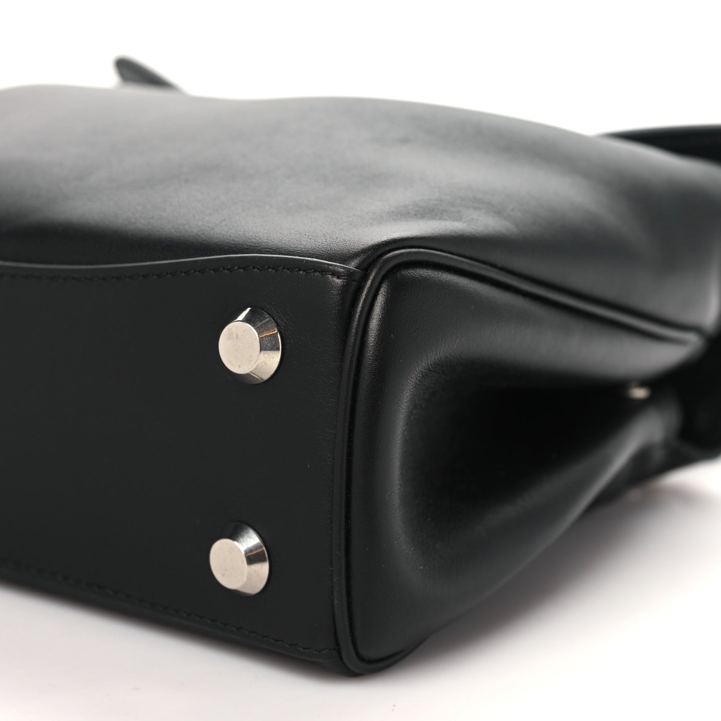 Natural Smooth Calfskin Mini Rodeo Top Handle Handbag Black