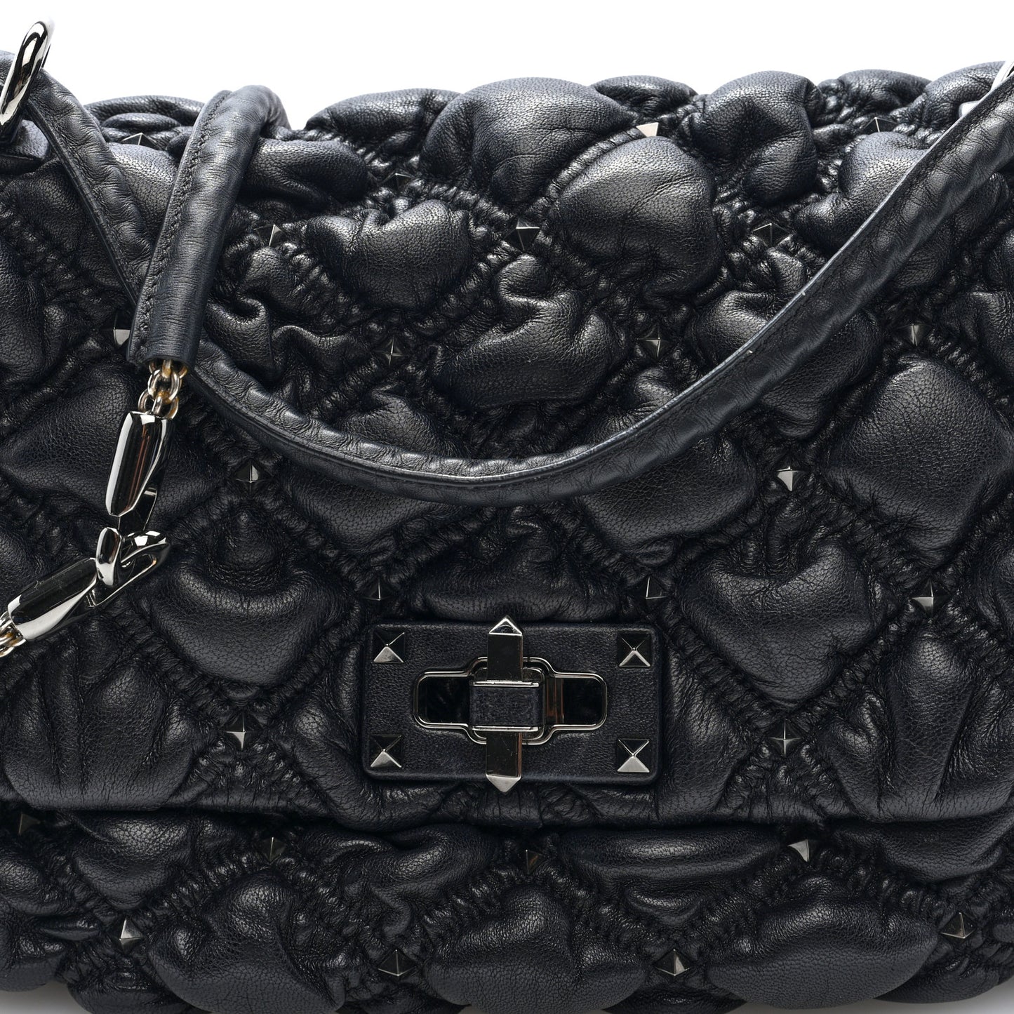 Nappa Medium Spikeme Shoulder Bag Black