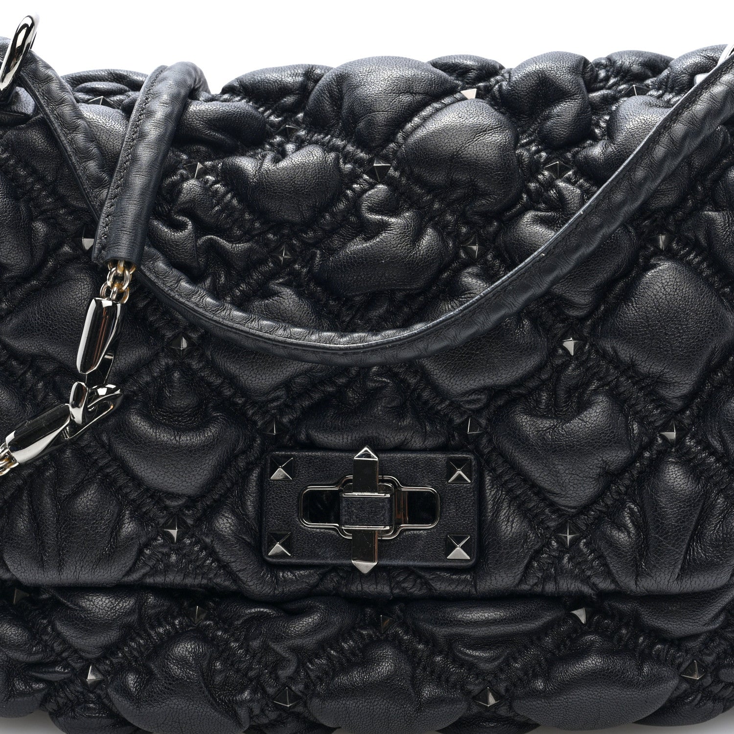 Valentino Garavani Nappa Medium Spikeme Shoulder Bag Black 6 of 8