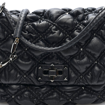 Valentino Garavani Nappa Medium Spikeme Shoulder Bag Black 6 of 8