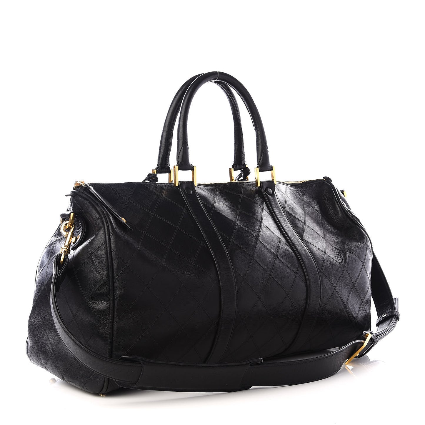 Calfskin Stitched Duffel Bag Black