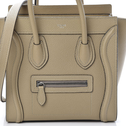 Celine Drummed Calfskin Nano Luggage Dune 9 of 12