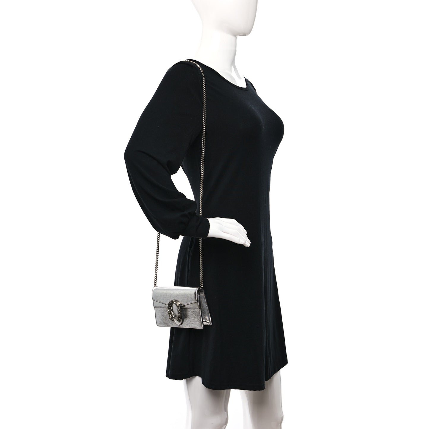 Metallic Calfskin Super Mini Dionysus Shoulder Bag Silver