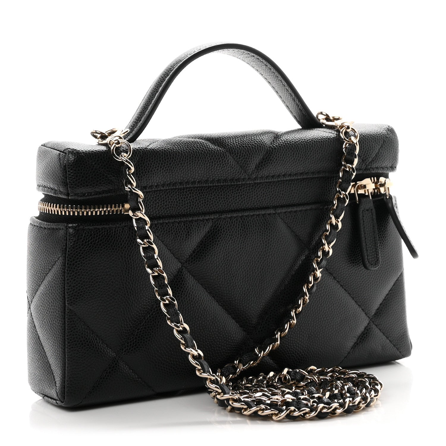 Chanel Caviar Quilted Top Handle Slim Vanity With Chain Black 2 of 10
