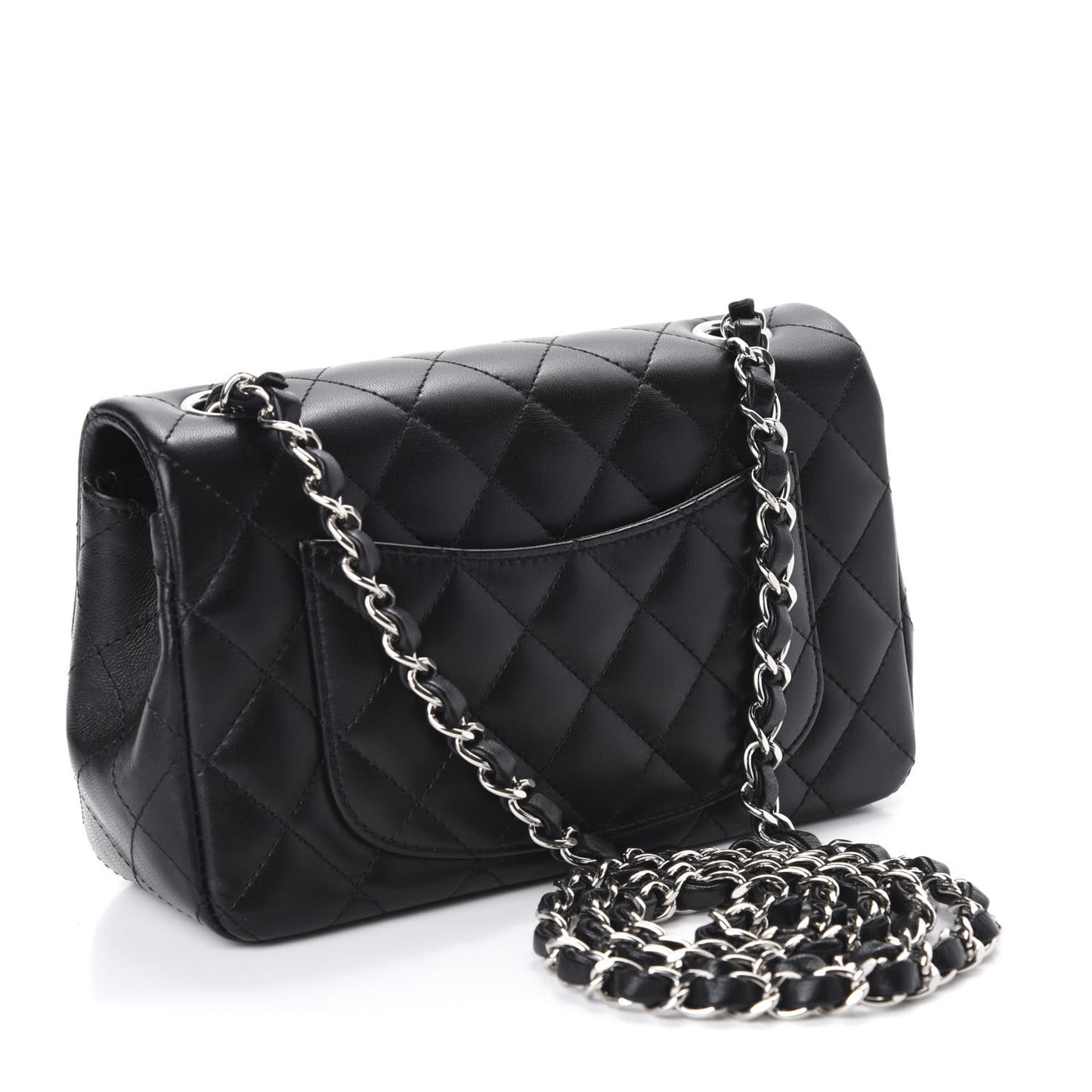 Lambskin Quilted Mini Rectangular Flap Black
