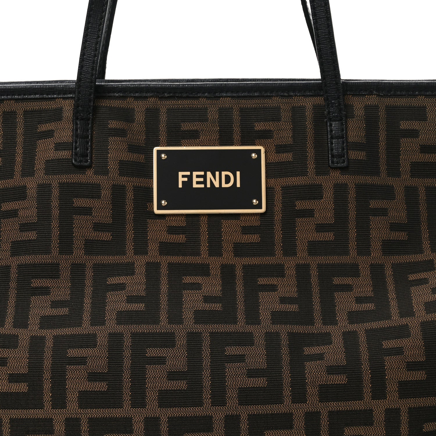 Fendi Zucca Vitello Elite Medium Roll Tote Tobacco Black 8 of 10