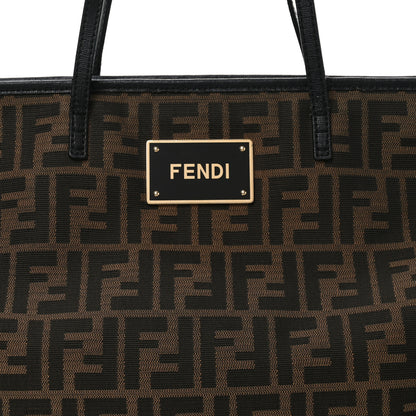 Fendi Zucca Vitello Elite Medium Roll Tote Tobacco Black 8 of 10