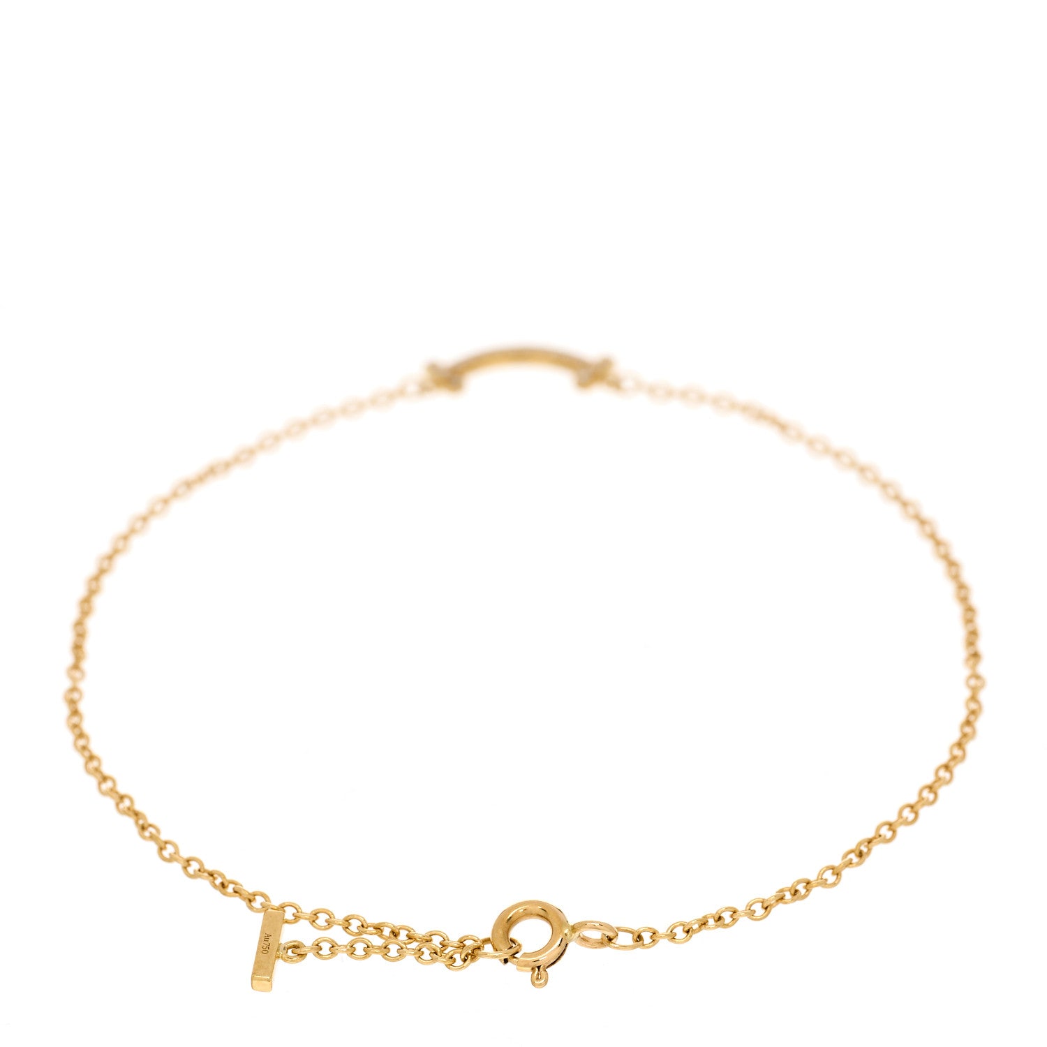 Tiffany 18K Yellow Gold Diamond Mini T Smile Bracelet 2 of 3
