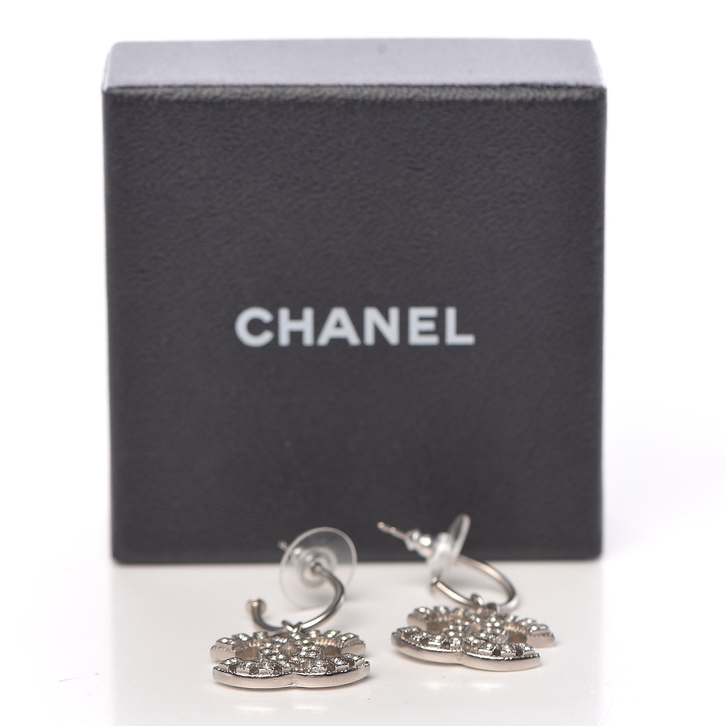 Crystal Pearl CC Dangle Earrings Silver