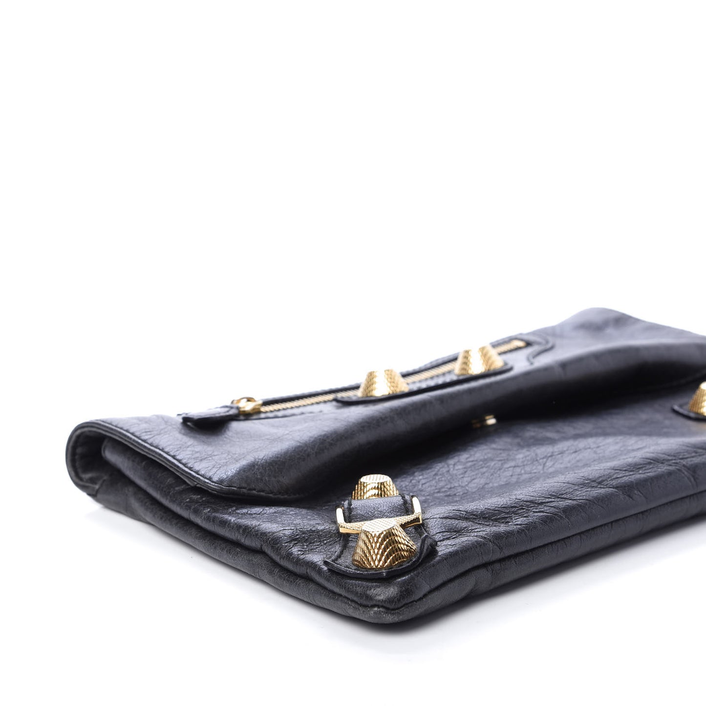 Agneau Giant 21 Gold Hardware Envelope Clutch Black