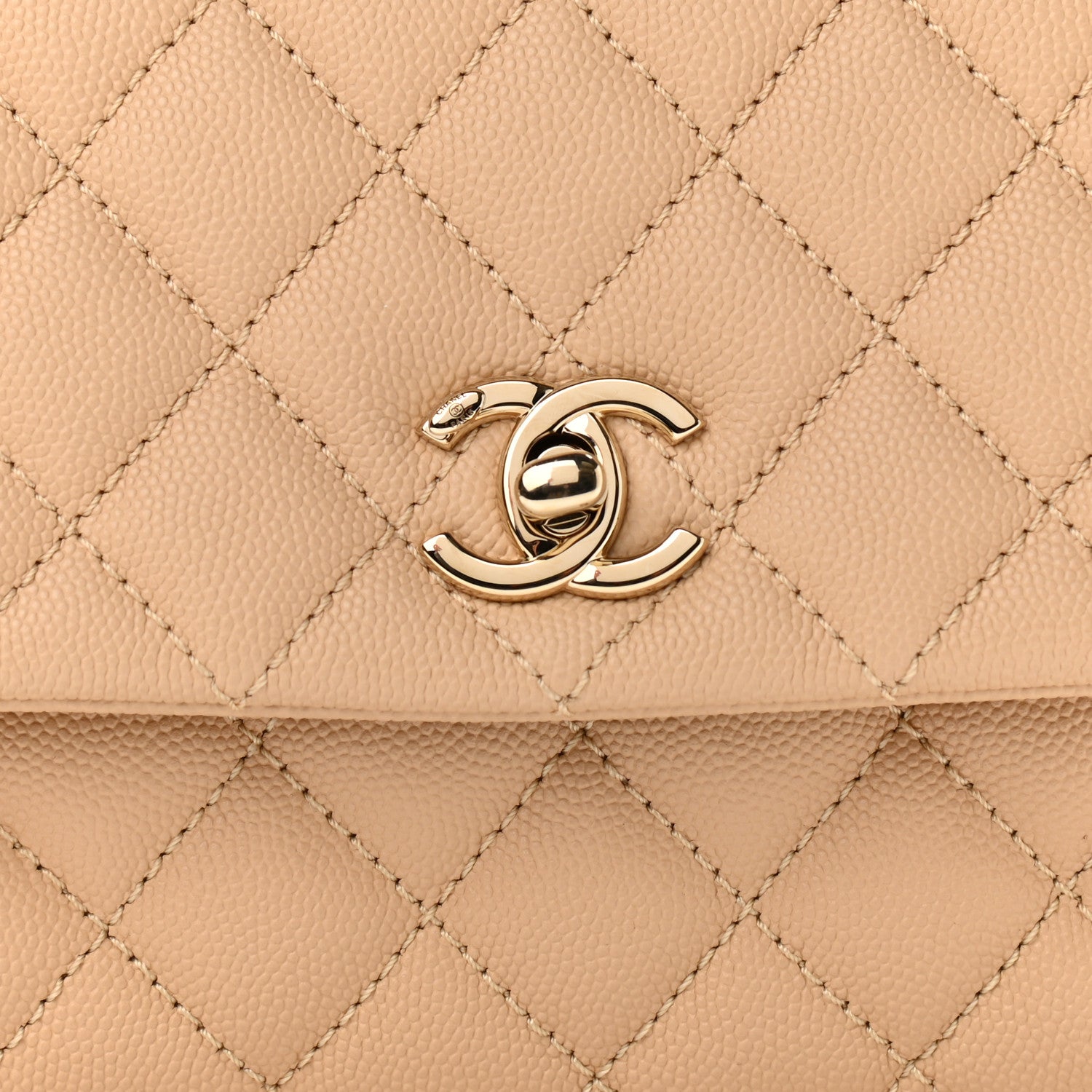 Chanel Caviar Lizard Embossed Quilted Mini Coco Handle Flap Beige 7 of 9