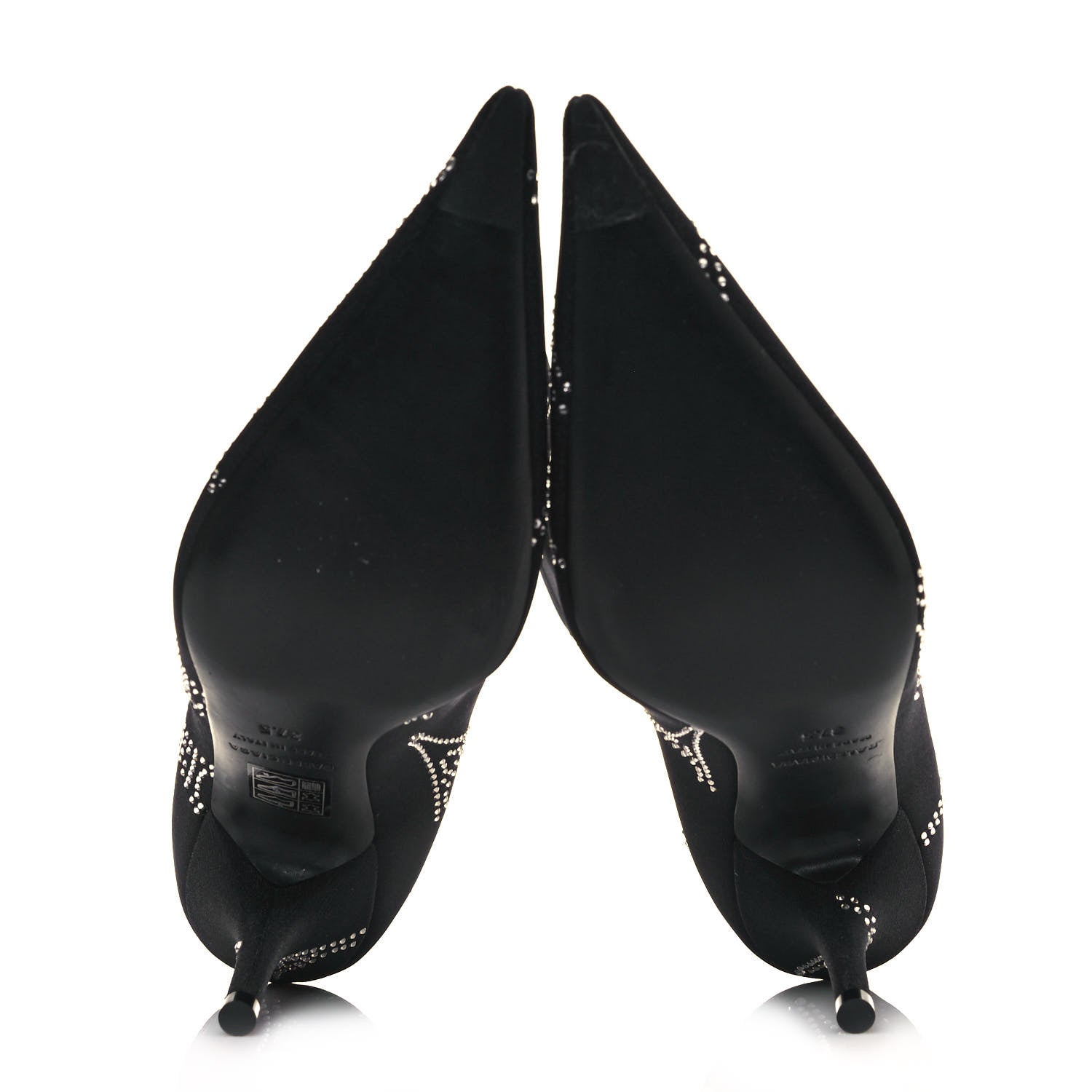 Balenciaga Spandex Crystal Eiffel Tower Print Extreme Pointed Toe Knife Ankle Boots 37.5 Black 5 of 6
