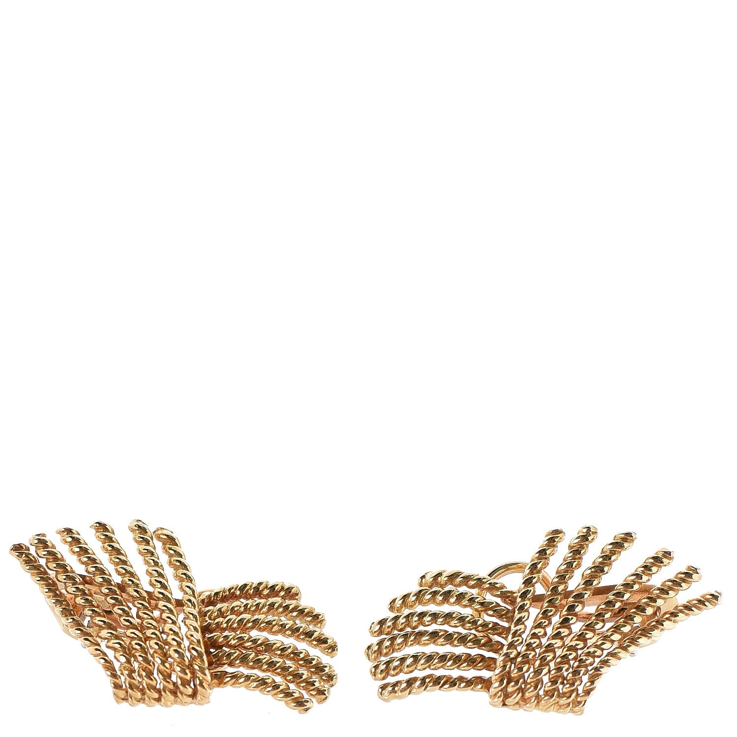 Tiffany 18K Yellow Gold Schlumberger V-Rope Clip On Earrings 1 of 5