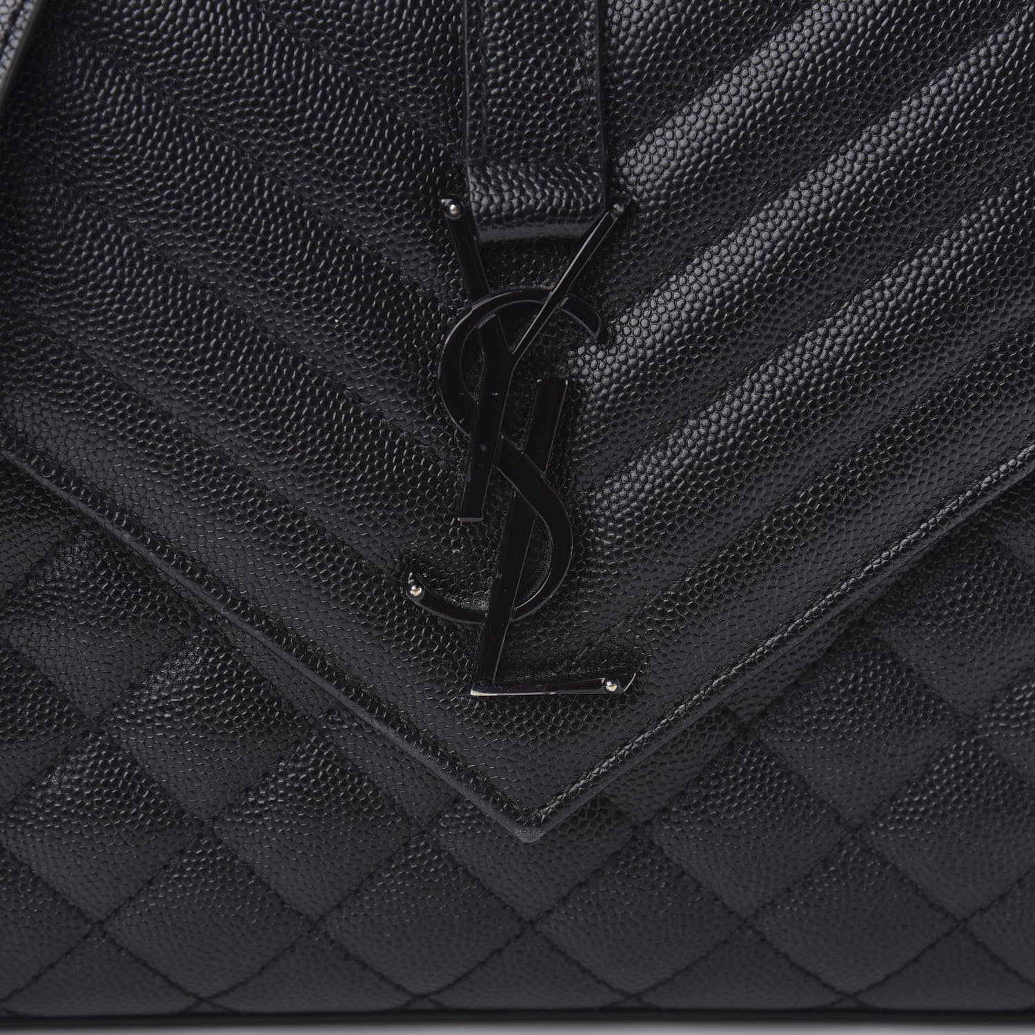 Saint Laurent Grain De Poudre Textured Mixed Matelasse Triquilt Medium Monogram Satchel Black 9 of 9