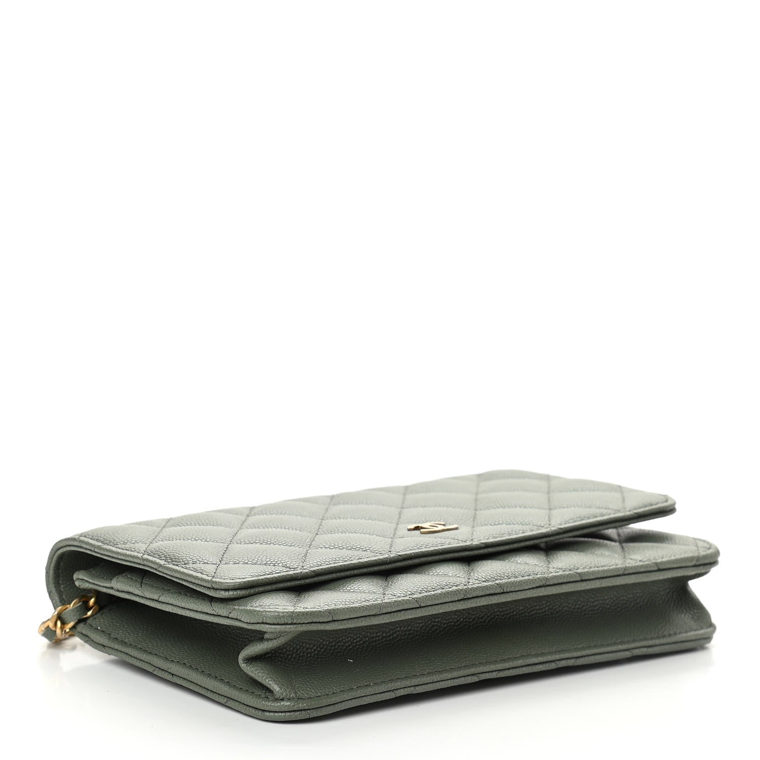 Chanel Iridescent Caviar Quilted Wallet On Chain WOC Green 3 of 10