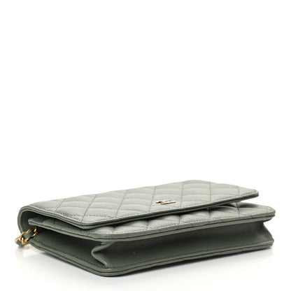 Chanel Iridescent Caviar Quilted Wallet On Chain WOC Green 3 of 10