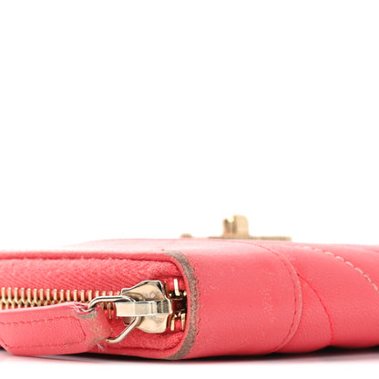 Chanel Sheepskin Chevron Quilted Mademoiselle Vintage Zip Around Wallet Pink 9 of 11