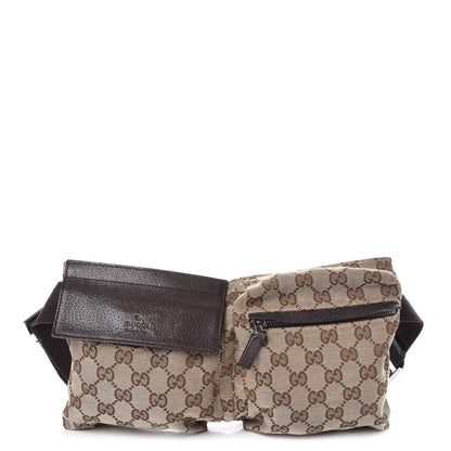 Gucci GG Monogram Double Pocket Belt Bag Dark Brown 1 of 7