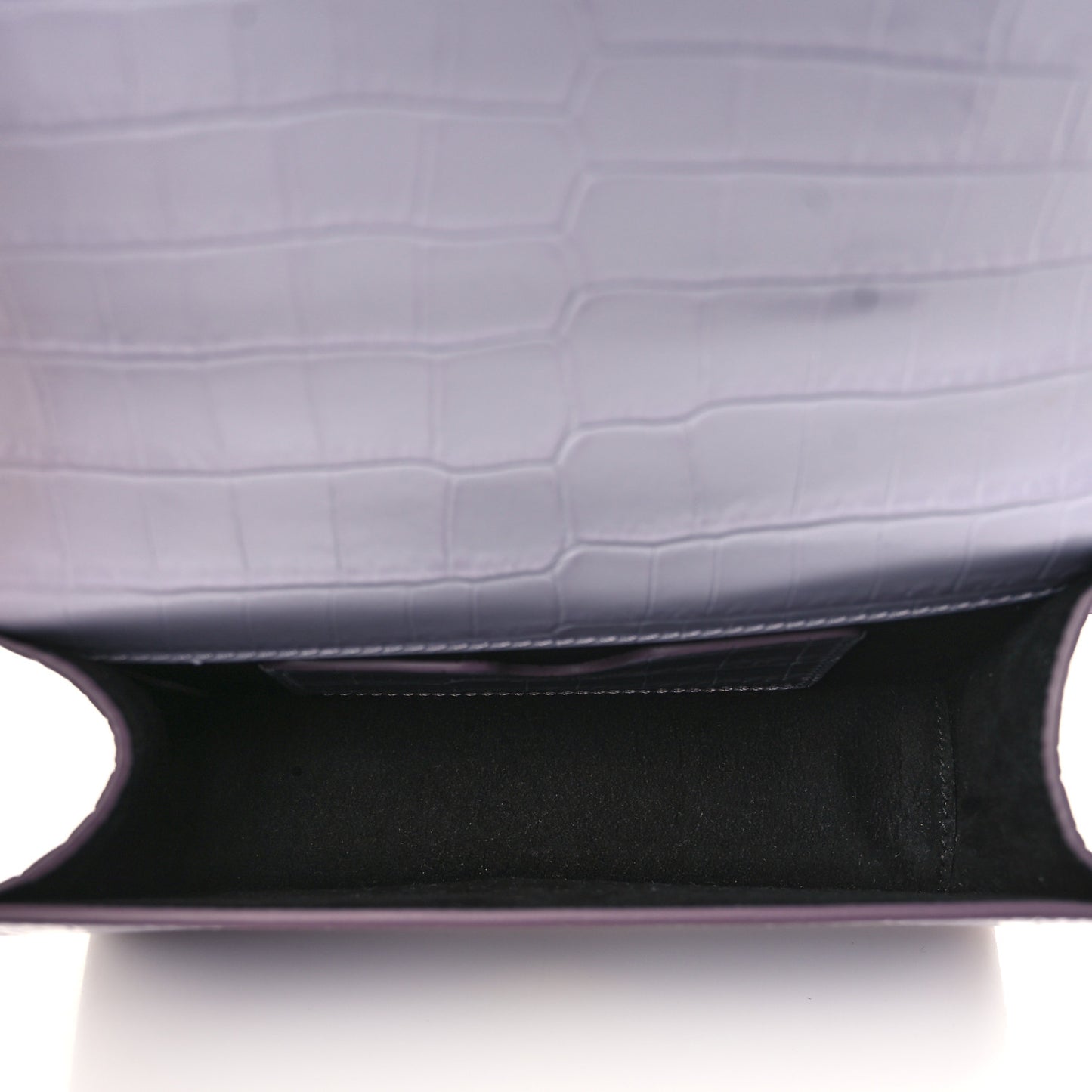 Shiny Crocodile Embossed Jeweled Satchel Lavender
