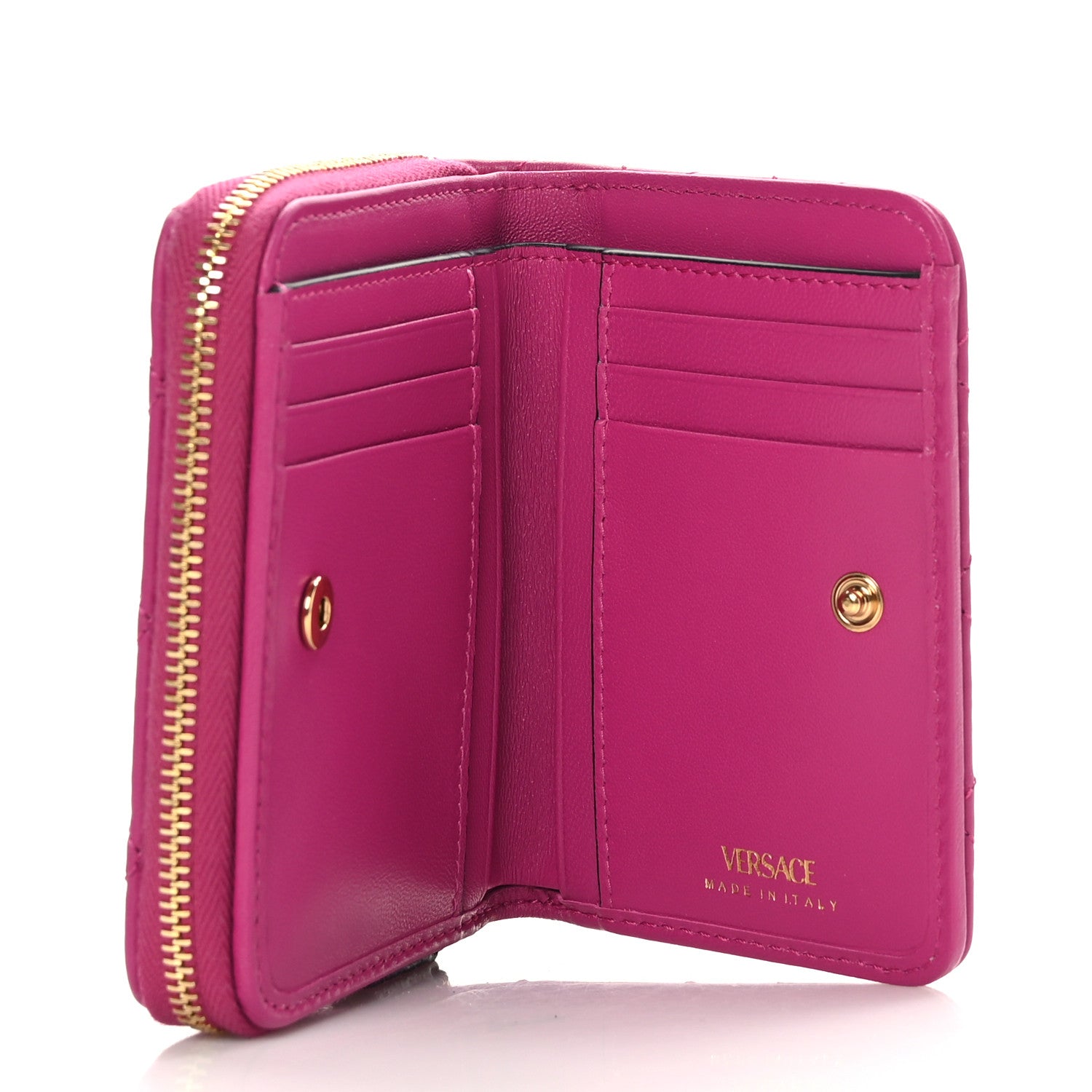 Versace Nappa Quilted Medusa Compact Zip Around Wallet Pink 6 of 7