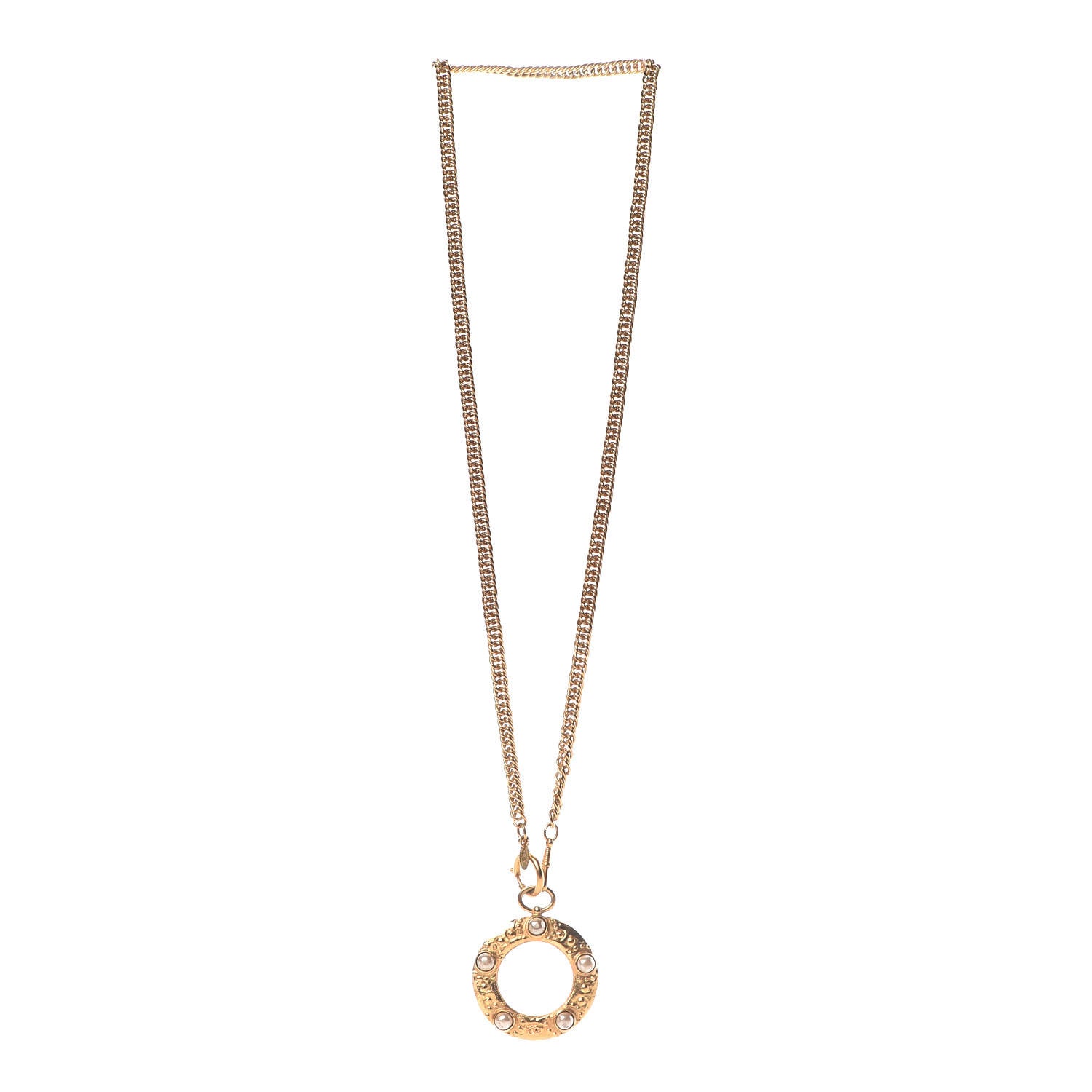 Chanel Pearl CC Loupe Magnifying Glass Necklace Gold 3 of 6