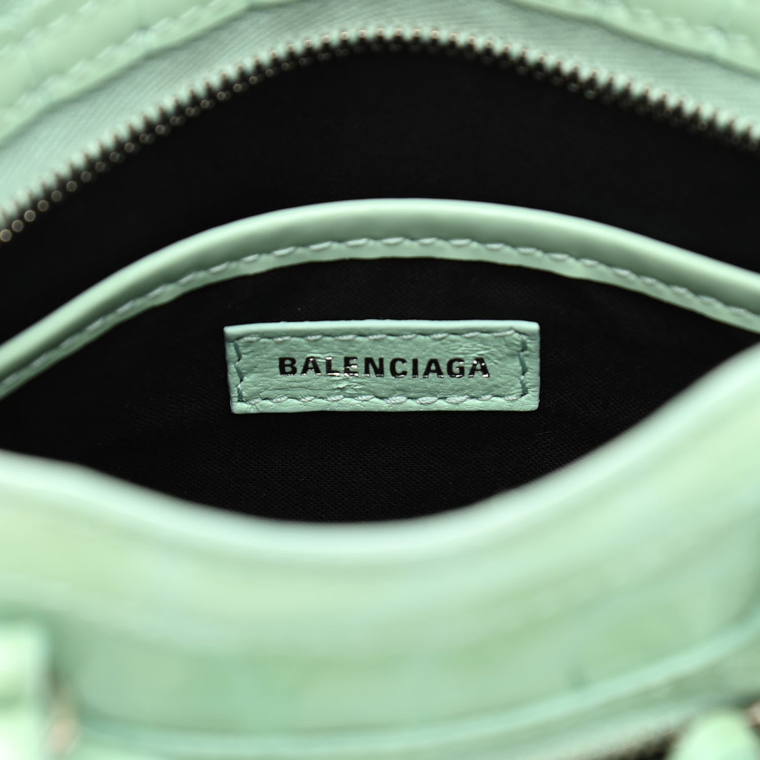 Balenciaga Patent Crocodile Embossed Classic Silver Hardware Nano City Light Green 7 of 15
