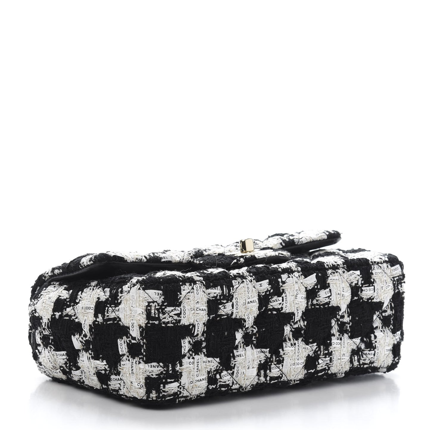 Tweed Quilted Mini Rectangular Flap Black Ecru White