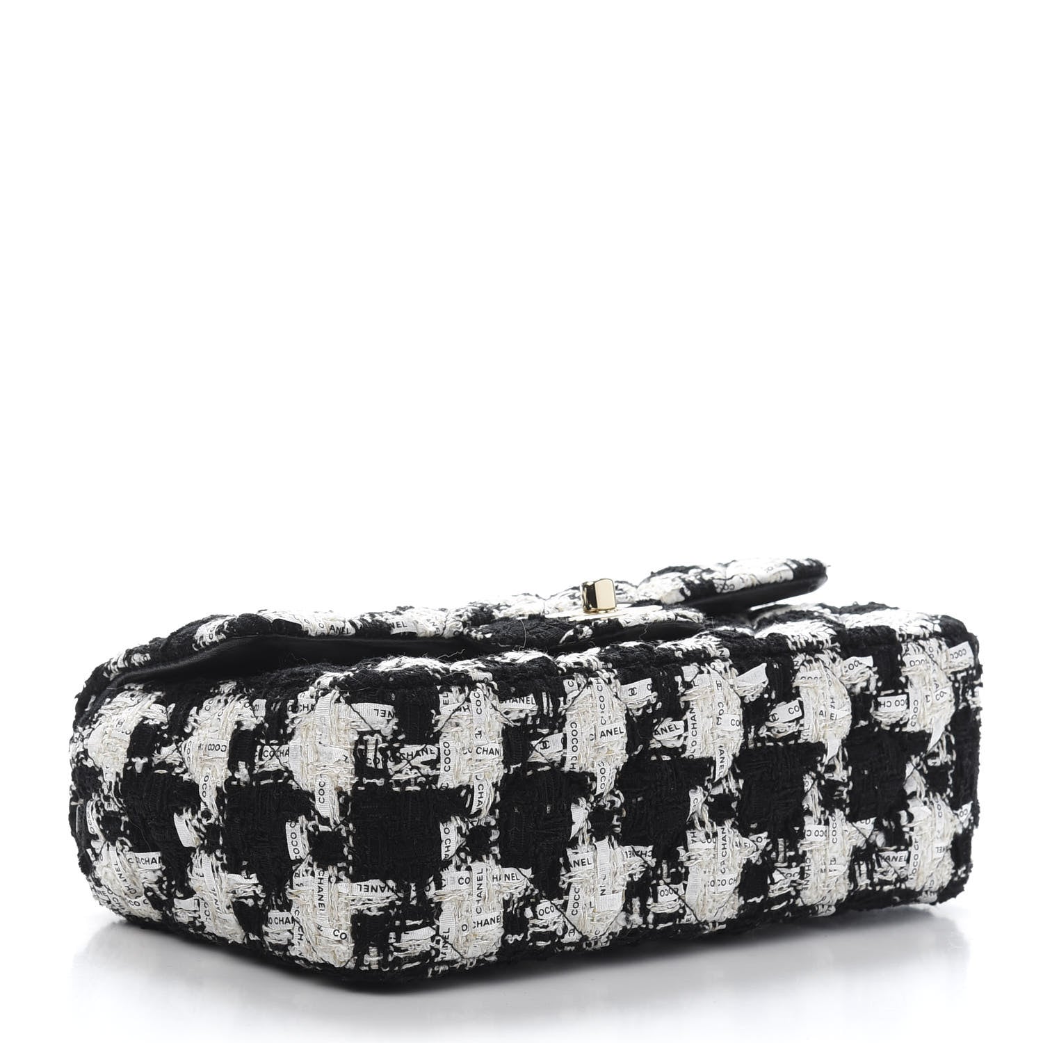 Chanel Tweed Quilted Mini Rectangular Flap Black Ecru White 3 of 10