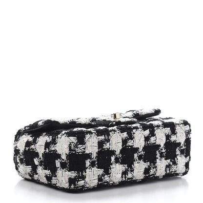 Chanel Tweed Quilted Mini Rectangular Flap Black Ecru White 3 of 10