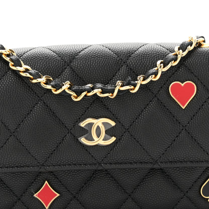 Chanel Caviar Quilted Enamel Coco Casino Flap Phone Holder With Chain Black 9 of 12