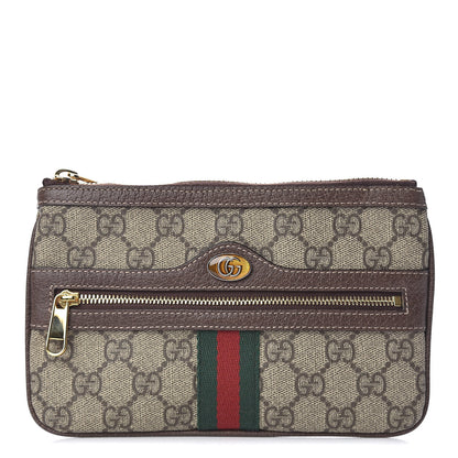 Gucci GG Supreme Monogram Web Small Ophidia Pouch Clutch Beige New Acero 1 of 8
