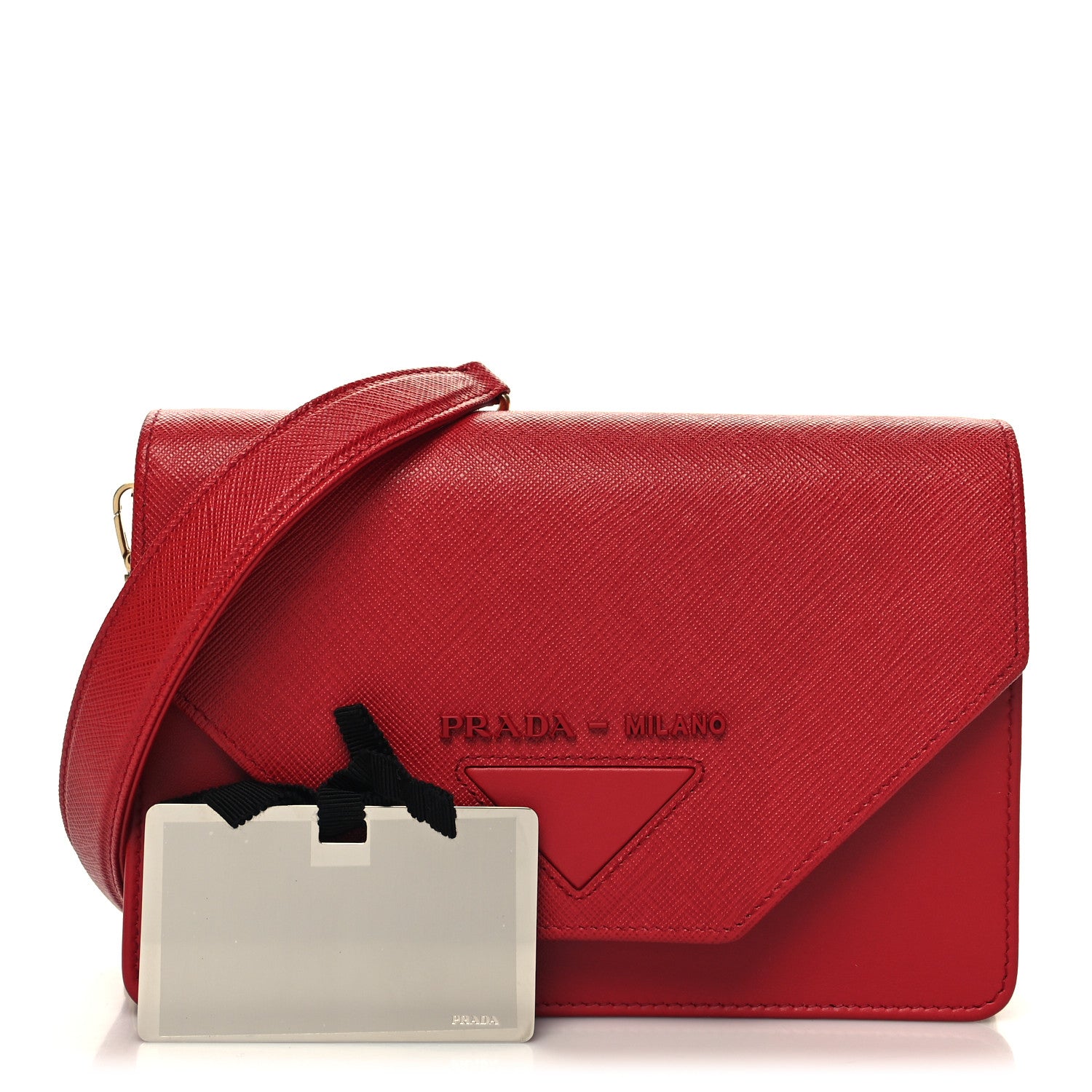 Prada Saffiano City Calfskin Chain Wallet Red 1 of 11
