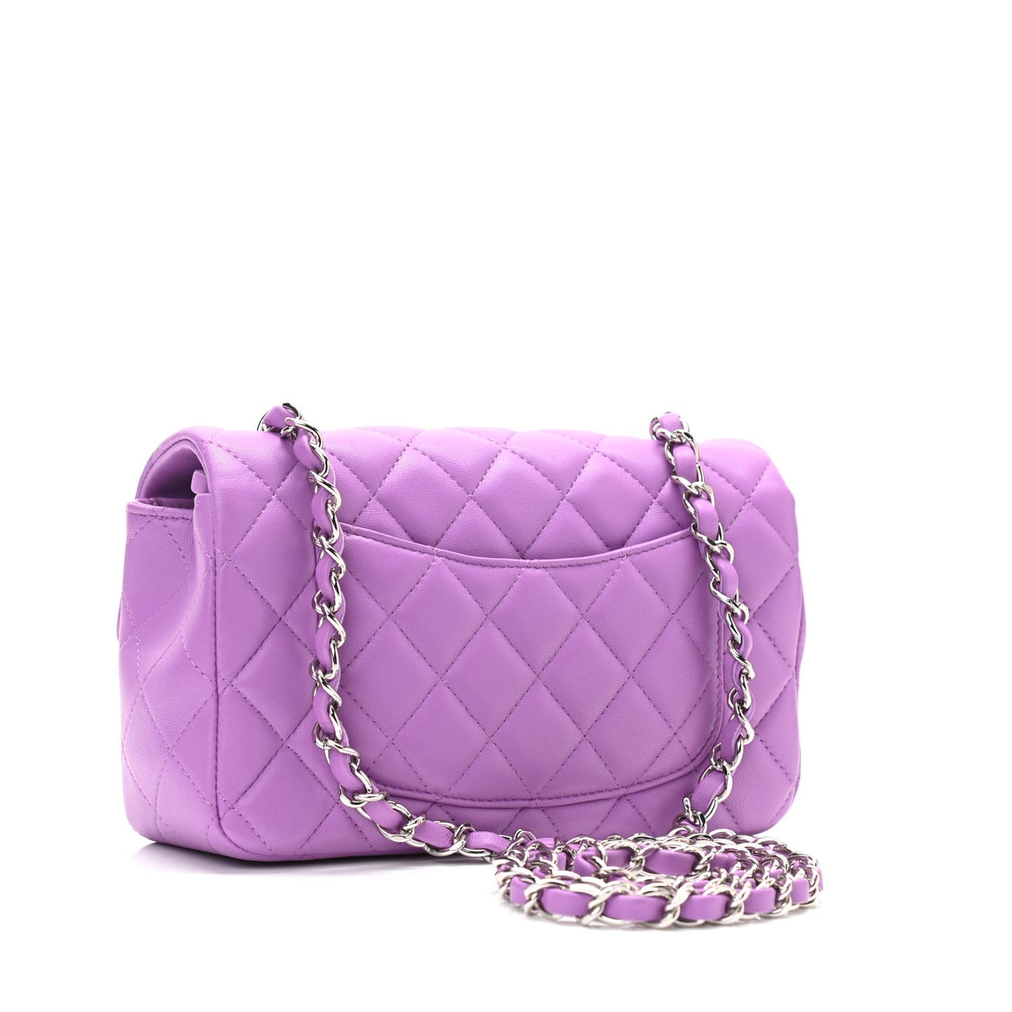 Lambskin Quilted Mini Rectangular Flap Purple