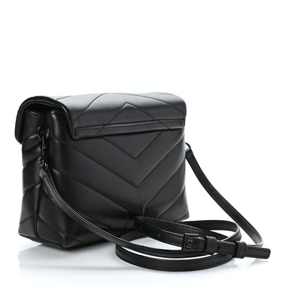 Saint Laurent Calfskin Y Quilted Monogram Monochrome Toy Loulou Crossbody Bag Black 3 of 9