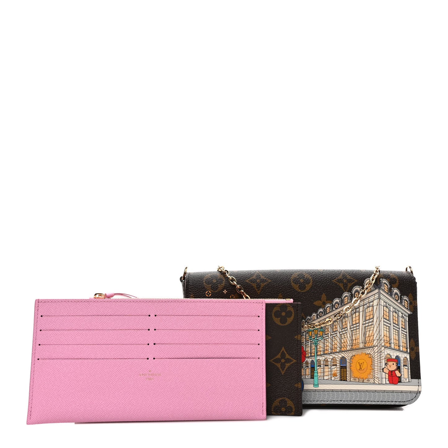 Monogram 2022 Christmas Animation Paris Pochette Felicie Chain Wallet Pink