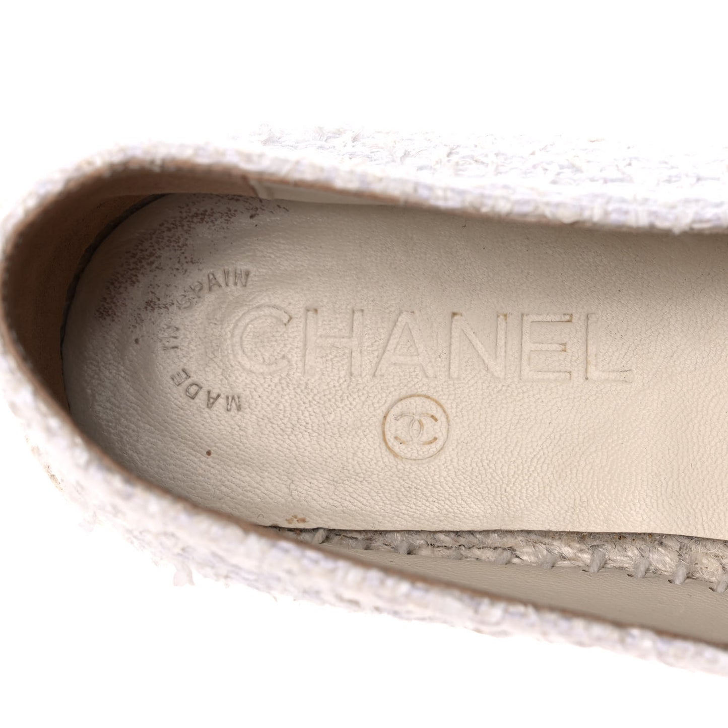 Tweed Patent CC Espadrilles 36 White