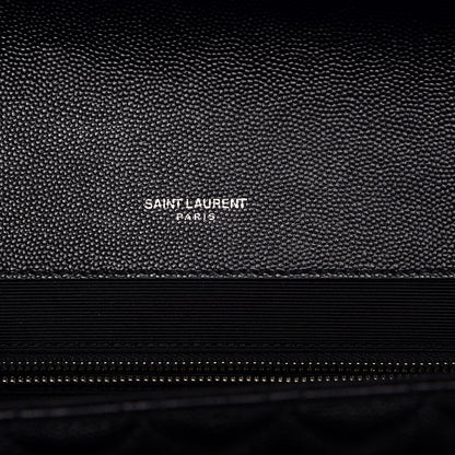 Saint Laurent Grain De Poudre Textured Mixed Matelasse Large Triquilt Monogram Satchel Black 6 of 8