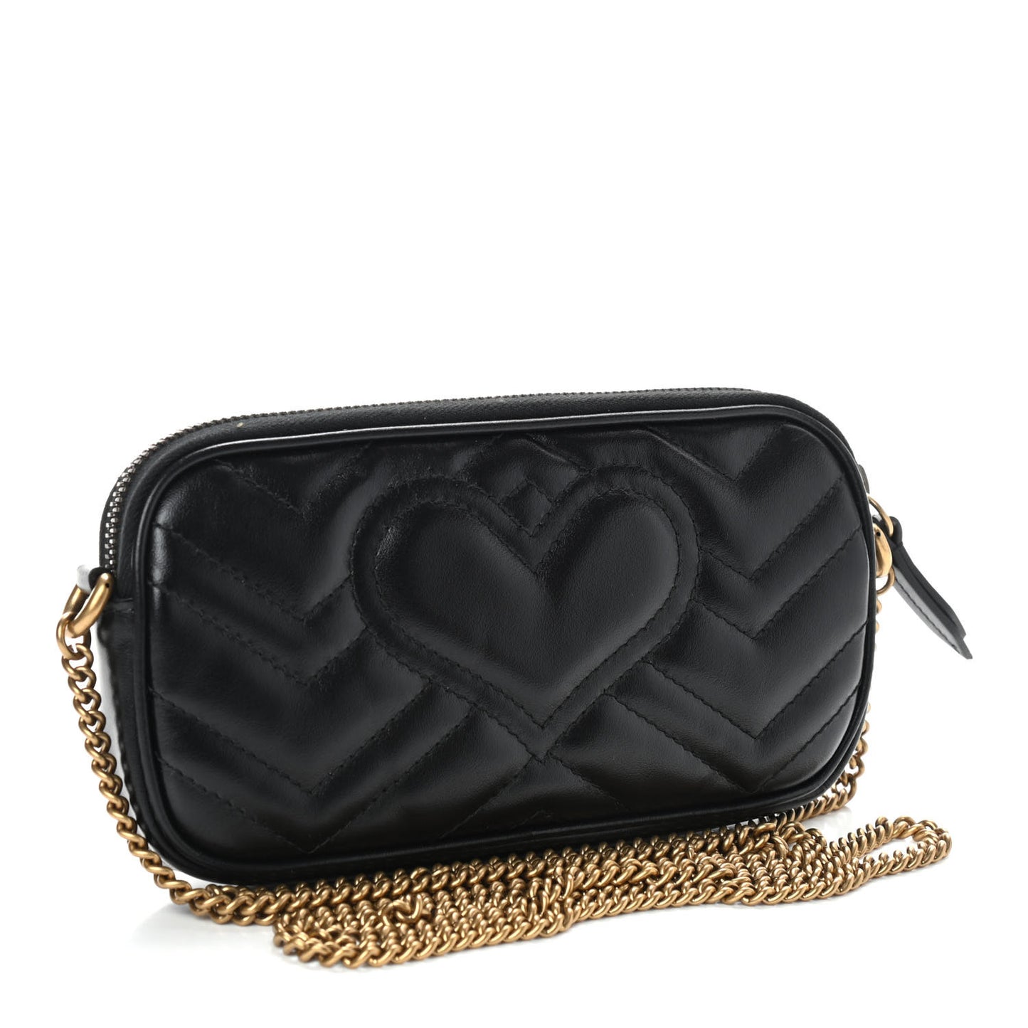 Calfskin Matelasse Mini GG Marmont Chain Crossbody Bag Black
